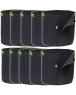 247Garden 1-Gallon Transplanter Grow Bags w/Velcro Closure & Short Green Handles (Black 6H x 7D) 10-Pack w/USA Free Shipping