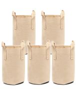 247Garden 4-Gallon Tall Aeration Fabric Pot/Tree Grow Bag (Tan w/Handles 14.5H x 9D) 5-Pack w/USA Free Shipping