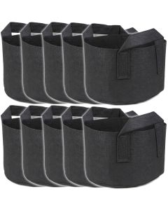 247Garden 1-Gallon Short and Wide Planters' Grow Bags w/Handles (Black 5H x 8D) 10-Pack w/USA Free Shipping