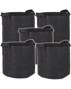 247Garden 10-Gallon Black Planters Grow Bags/Aeration Fabric Pots w/Handles 13H x 15D 5-Pack w/Free Shipping USA