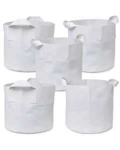 247Garden 10-Gallon Aeration Fabric Pot/Planting Grow Bag w/Handles (White 13H x 15D) 5-Pack w/Free Shipping USA