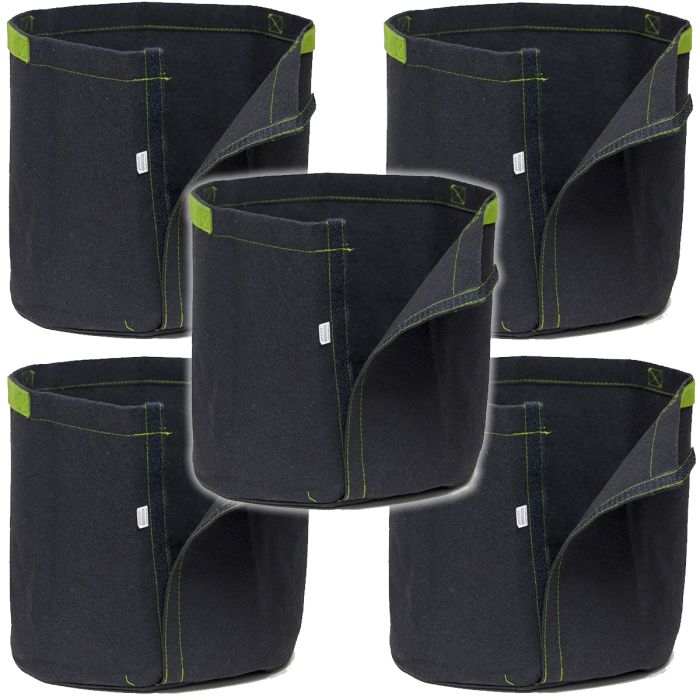247Garden 2-Gallon Tall Aeration Fabric Pot/Tree Grow Bag (Black w/Green  Handles 12H x 7D) 5-Pack