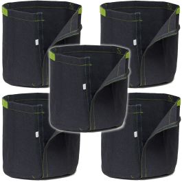 247Garden 5-Gallon Tall Aeration Fabric Pot/Tree Grow Bag (Black w/Green  Handles 15H x 10D) 5-Pack w/USA Free Shipping