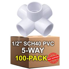 100-Pack 247Garden 1/2 in. PVC 5-Way Elbow Fitting - ASTM SCH40 Furniture-Grade