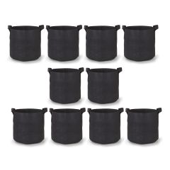 247Garden 1-Gallon Aeration Fabric Pot/Plant Grow Bag w/Handles (Black 6H x 7D) 10-Pack