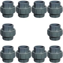 10-Pack 1/2 in. Schedule 80 PVC Unions SCH80 Pipe Repair/Joint Fittings Socket-Type