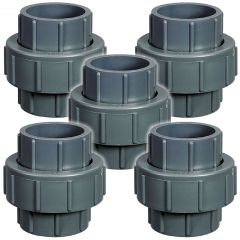 5-Pack 1-1/2 in. SCH-80 PVC Unions Socket-Type for 1.5" Pipe Fitting ASTM D2467/F1970