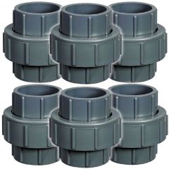 6-Pack 1 in. Schedule 80 PVC Unions Sch-80 Pipe Repair Fittings Slip/Socket ASTM D2467/F1970