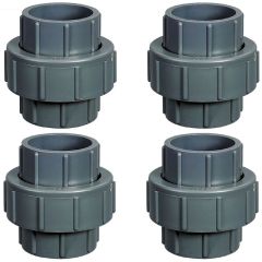 4-Pack 1-1/2 in. SCH-80 PVC Unions Socket-Type for 1.5" Pipe Fittings ASTM D2467/F1970