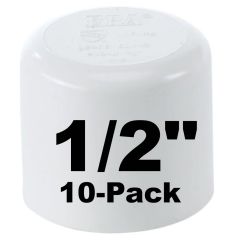 10-Pk 1/2 in. Schedule 40 PVC Cap/End Plug NSF Pipe Fitting (Socket) SCH40 ASTM D2466