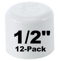 12-Pk 1/2 in. Schedule 40 PVC Cap/End Plug NSF Pipe Fitting (Socket) SCH40 ASTM D2466