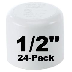 24-Pk 1/2 in. Schedule 40 PVC Cap/End Plug NSF Pipe Fitting (Socket) SCH40 ASTM D2466