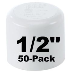 50-Pk 1/2 in. Schedule 40 PVC Cap/End Plug NSF Pipe Fitting (Socket) SCH40 ASTM D2466