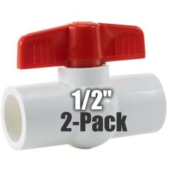 2-Pack 1/2 in. PVC Compact Ball Valves Schedule-40 Pipe Fittings Slip/Socket