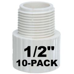 10-Pack 1/2 in. Schedule 40 PVC Male Adapter NSF Pipe Fitting SCH40 ASTM D2466 NPT x Slip