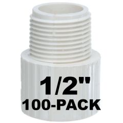 100-Pack 1/2 in. Schedule 40 PVC Male Adapter NSF Pipe Fitting SCH40 ASTM D2466 NPT x Slip