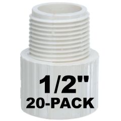 20-Pack 1/2 in. Schedule 40 PVC Male Adapter NSF Pipe Fitting SCH40 ASTM D2466 NPT x Slip