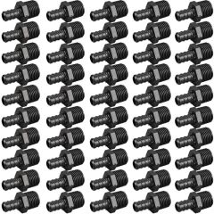 50-PK 1/2" PEX Crimp x 1/2" Male NPT Adapters Plastic PPSU Poly Alloy Lead-Free PEX-B Fittings ASTM F2159 NSF