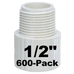 600pcs/Box 1/2 in. Schedule 40 PVC Male Adapter NSF Pipe Fitting SCH40 ASTM D2466 NPT x Slip