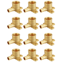 12-Pack 1/2 in. Pex Drop-Ear Elbow Brass Crimp Fitting 1/2 Inch x 1/2 Inch Female NPT, ASTM F1807