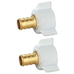 2-Pack 1/2" Pex X 1/2" Female NPT Swivel Adapter Brass Barb Crimp Brass Fittings, ASTM F1807
