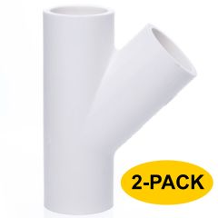 2-Pack 1/2 in. Schedule 40 PVC Skew Tee Y-Fittings 3-Way 45-Degree Lateral Tee Pipe Socket NSF SCH40 ASTM D2466