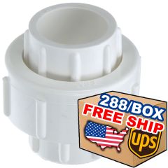 288/Box 1/2 in. Schedule 40 PVC Unions w/ EPDM O-Ring, Pipe Joint/Repair Fitting, Socket