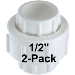 2-Pk 1/2 in. PVC Union w/ EPDM O-Ring Seals Schedule-40 Pipe Fitting Slip/Socket ASTM D2466/F1970 1/2" w/Free Shipping USA