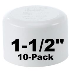 10-Pk 1-1/2 in. Schedule 40 PVC Caps/Socket End Plugs Pipe Fitting NSF SCH40 ASTM D2466 1.5"