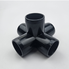 Black 1" PVC 5-Way Elbow Fitting - ASTM SCH40 Furniture-Grade Connector