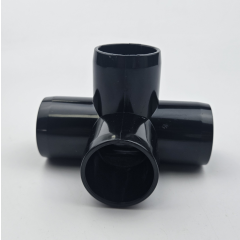 Black 1" PVC 4-Way Elbow Fitting - ASTM SCH40 Furniture-Grade Connector