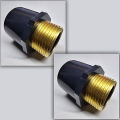 2-Pack 1 in. SCH-80 PVC Male Adapters w/Brass MTP Threaded-Fitting 1" PVC-Brass Connector ASTM D2467/D2464 NPT