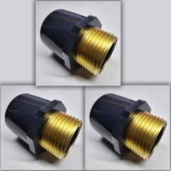 3-Pack 1 in. SCH-80 PVC Male Adapters w/Brass MTP Threaded-Fittings 1" PVC-Brass Connectors ASTM D2467/D2464 NPT