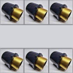 6-Pack 1 in. SCH-80 PVC Male Adapters w/Brass MTP Threaded-Fittings 1" PVC-Brass Connectors ASTM D2467/D2464 NPT