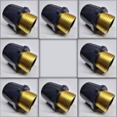 8-Pack 1 in. SCH-80 PVC Male Adapters w/Brass MTP Threaded-Fittings 1" PVC-Brass Connectors ASTM D2467/D2464 NPT