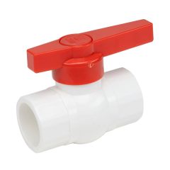 3/4 in. SCH40 PVC Octagon Compact Ball Valve w/ Red Shutoff Handle ANSI ASTM D2466