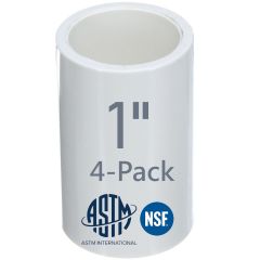 4-Pack 1" SCH40 PVC Couplings Plumbing-Grade Pipe Fittings NSF-PW UPC ASTM  D2466 ANSI-Certified