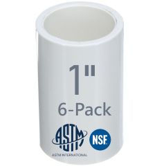 6-Pack 1" SCH40 PVC Couplings Plumbing-Grade Pipe Fittings NSF-PW UPC ASTM  D2466 ANSI-Certified