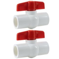 2-Pack 1 in. Schedule 40 PVC Compact Ball Valves Pipe Fittings White/Socket