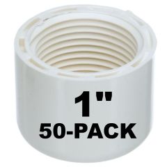 50-Pk 1 in. SCH-40 Female-Threaded NPT Caps PVC Pipe Fittings NSF ASTM D2466