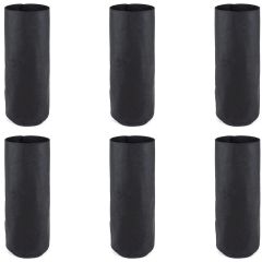 6-Pack 5-Gallon Skinny Tall Black Fabric Pots/Deep Aeration Plant Grow Bags 9D x 18.5H w/Adjustable/Foldable Height