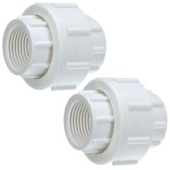 2-Pack 1 in. PVC Pipe Unions w/ O-Ring for SCH40 PVC Pipe Threaded-Type (FPT x FPT)