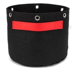 247Garden 1-Gallon LST Fabric Training Pot W/ 6 Grommet Support Rings, 260GSM, Black Grow Bag w/Short Red Handles