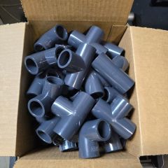 100pc/Box 3/4 in. SCH-80 PVC Tee 3-Way Straight Pipe Fitting NSF ASTM D2467 Slip/Socket