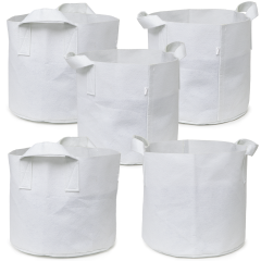 247Garden 10-Gallon Aeration Fabric Pot/Planting Grow Bag w/Handles (White 13H x 15D) 5-Pack