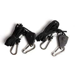 4X Pair 247Garden 1/8" Heavy-Duty Ratchet Hangers w/Plastic Gear for Grow Light Fixtures/LED Lamp/Reflectors w/150LB Max Load Weight Each Pair, 5FT Vertical Drop, Carabiner Safety Clip