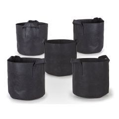 247Garden 1-Gallon Black Planters Grow Bags Aeration Fabric Pots w/Handles 6H x 7D 5-Pack