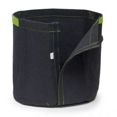 247Garden 4-Gallon Transplanter Fabric Pot w/Velcro Closure & Short Green Handles (Black 10H x 11D)