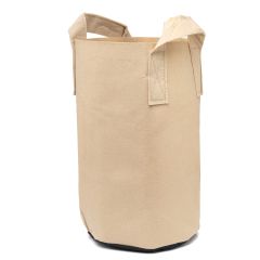 247Garden 7-Gallon Tall Aeration Fabric Pot/Tree Grow Bag (Tan w/ Handles and Black Base, 17H x 11D)
