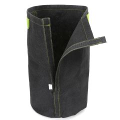 247Garden 5-Gallon Tall Transplanter Fabric Pot/Tree Grow Bag (Black w/Velcro Closure & Short Green Handles 15H x 10D)